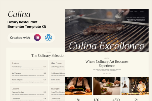 Culina - Luxury Restaurant Elementor Template Kit Culina - Luxury Restaurant Elementor Template Kit