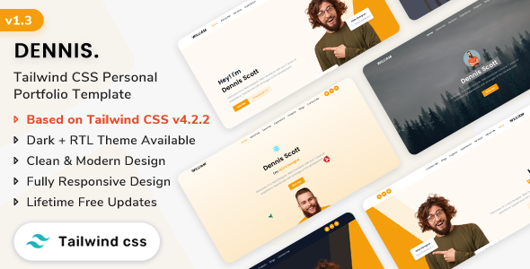 Dennis - Tailwind CSS Personal Portfolio Template (Tailwind CSS v4) Dennis - Tailwind CSS Personal Portfolio Template (Tailwind CSS v4)