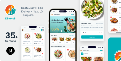 DineHub - Restaurant Food Delivery Next JS Mobile App | PWA