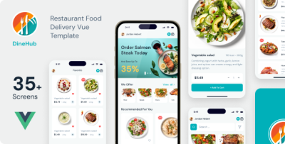 DineHub - Restaurant Food Delivery Vue Mobile App | PWA with Laravel Backend