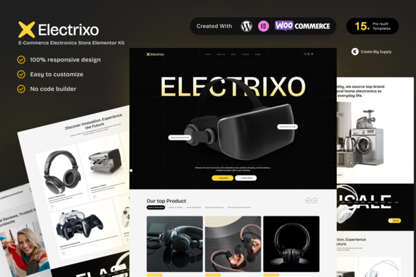 Electrixo - E-Commerce Electronics Store Elementor Template Kit for Gadgets and Tech Retail Electrixo - E-Commerce Electronics Store Elementor Template Kit for Gadgets and Tech Retail