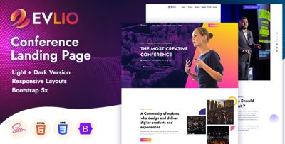 Evlio - Conference Landing Page HTML5 Template