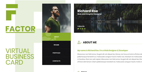 Factor - Personal Resume vCard Factor - Personal Resume vCard