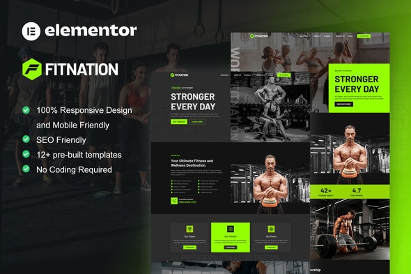 FitNation - Gym & Fitness Elementor Template Kit FitNation - Gym & Fitness Elementor Template Kit