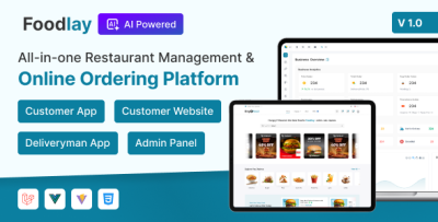 Foodlay - Restaurant Management System with Ordering Website, Customer & Delivery Apps