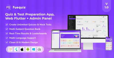 Fuequiz - Online Quiz, Mock Test & CBT Exam System with Question Bank (App + Web + Admin Panel)
