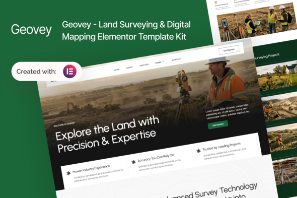 Geovey - Land Surveying & Digital Mapping Elementor Template Kit Geovey - Land Surveying & Digital Mapping Elementor Template Kit