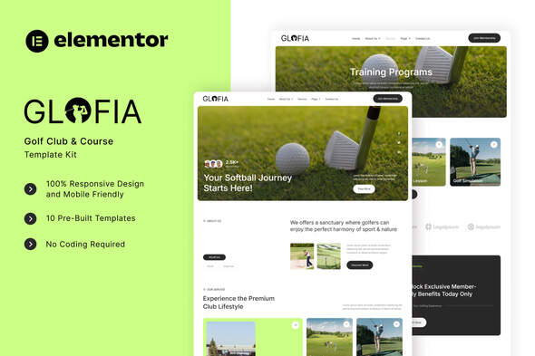 Glofia - Golf Club & Course Elementor Template Kit Glofia - Golf Club & Course Elementor Template Kit