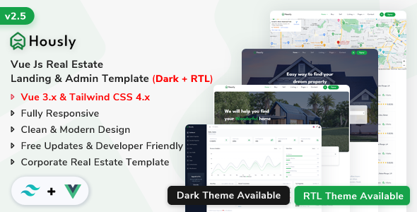 Hously - Vue Real Estate Landing & Admin Dashboard Template Hously - Vue Real Estate Landing & Admin Dashboard Template