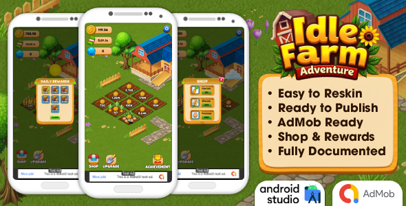 Idle Farm Adventure - Idle Game Android Studio Project with AdMob Ads + Ready to Publish Idle Farm Adventure - Idle Game Android Studio Project with AdMob Ads + Ready to Publish