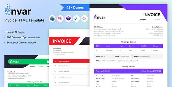 Invar - Invoice HTML Template Invar - Invoice HTML Template