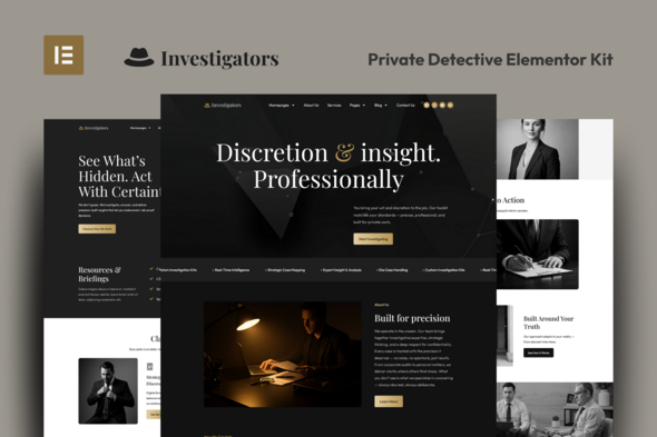 Investigators - Private Detective Elementor Pro Template Kit Investigators - Private Detective Elementor Pro Template Kit