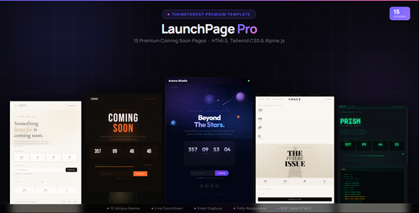 LaunchPage Pro - 15 Premium Coming Soon HTML Templates LaunchPage Pro - 15 Premium Coming Soon HTML Templates