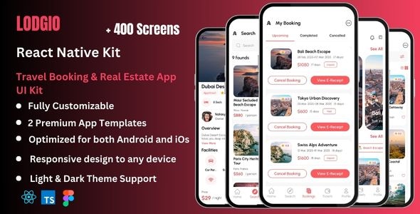 Lodgio - Travel Booking & Real Estate React Native Expo App Ui Kit Lodgio - Travel Booking & Real Estate React Native Expo App Ui Kit