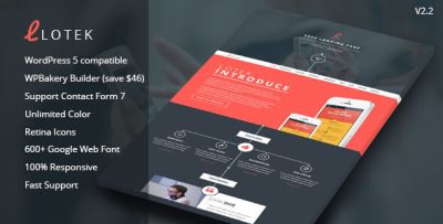 Lotek - Modern App Landing Page WordPress Theme