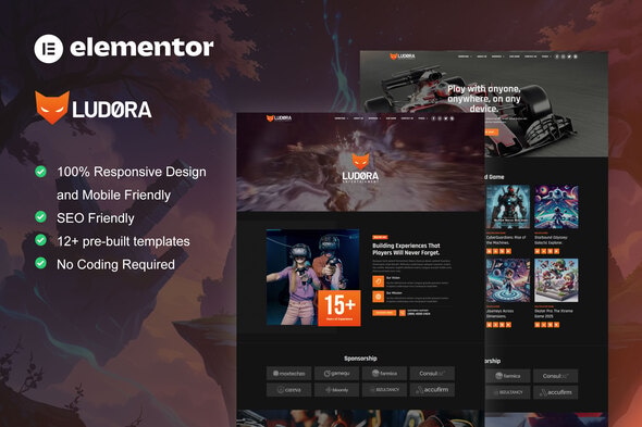 Ludora - Game Developer & Studio Elementor Pro Template Kit Ludora - Game Developer & Studio Elementor Pro Template Kit
