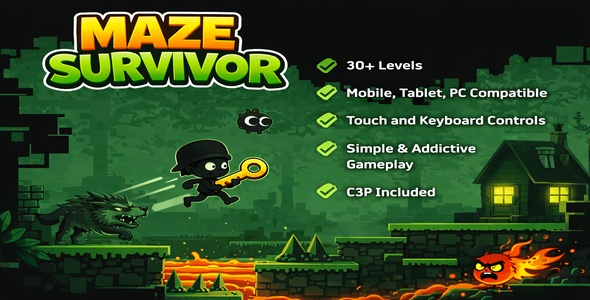 Maze Survivor – HTML5 Platform Adventure Game (Construct 3) Maze Survivor – HTML5 Platform Adventure Game (Construct 3)