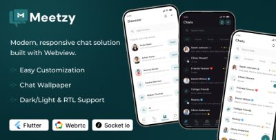 Meetzy Mobile App Addon -WhatsApp Clone Chat | Real-Time Chat | Audio & Video Calling | Group Chat