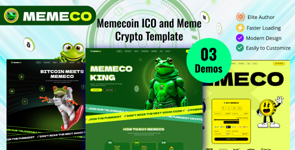 Memeco - Meme Coin ICO & Crypto Bootstrap Template Memeco - Meme Coin ICO & Crypto Bootstrap Template