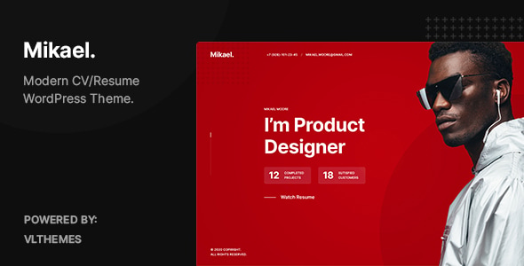 Mikael - Modern & Creative CV/Resume WordPress Theme Mikael - Modern & Creative CV/Resume WordPress Theme