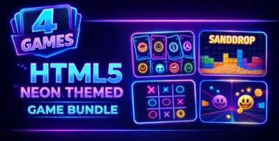 Neon 4 Game Bundle - Neon themed HTML5 Games