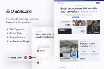 OneSecond - Email Marketing Service Elementor Template Kit