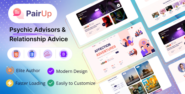 Pairup - Psychic Advisors & Relationship Advice HTML Website Template Pairup - Psychic Advisors & Relationship Advice HTML Website Template