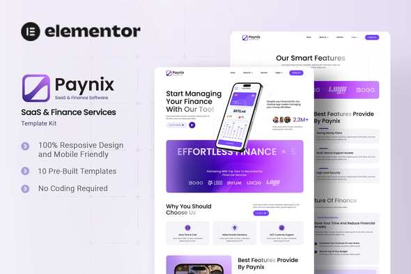 Paynix - SaaS & Finance Services Elementor Template Kit Paynix - SaaS & Finance Services Elementor Template Kit
