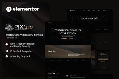 Pixlens - Photography Videography Services Elementor Template Kit