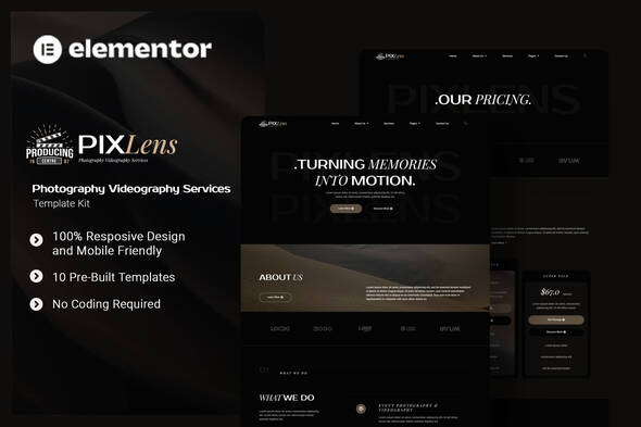 Pixlens - Photography Videography Services Elementor Template Kit Pixlens - Photography Videography Services Elementor Template Kit