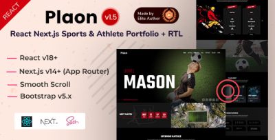 Plaon - React Nextjs 14+ Sports & Athlete Personal Portfolio Template