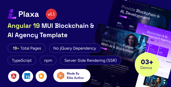 Plaxa - Angular 19+ Blockchain & AI Startup Template Plaxa - Angular 19+ Blockchain & AI Startup Template
