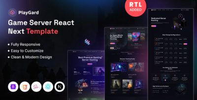 Playgard - Game Hosting Server Website React Next template