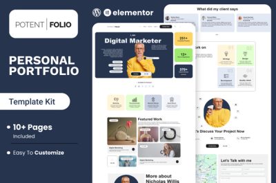 PotentFolio - Digital Marketer Portfolio Elementor Template Kit