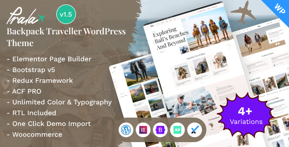 Prala - Backpack Traveler Blog Elementor WordPress Theme Prala - Backpack Traveler Blog Elementor WordPress Theme