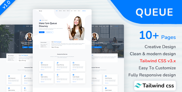 Queue - Tailwind CSS Personal Portfolio Template Queue - Tailwind CSS Personal Portfolio Template