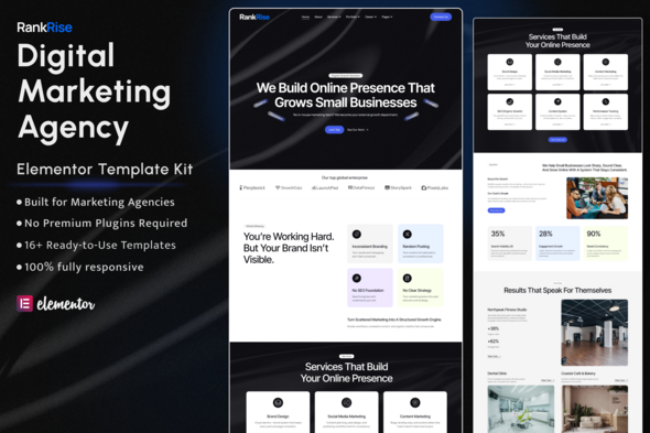 RankRise – Digital Marketing Agency Elementor Template Kit RankRise – Digital Marketing Agency Elementor Template Kit