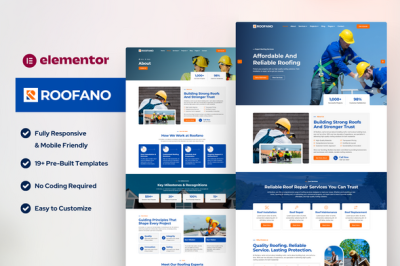 Roofano - Roofing Services Elementor Template Kit