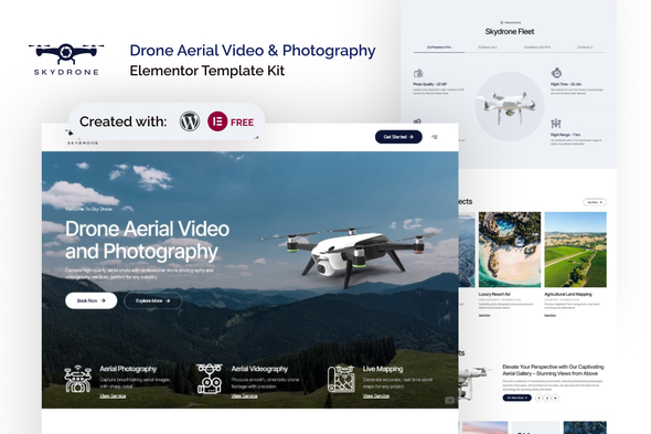 Skydrone - Drone Aerial Video & Photography Elementor Template Kit Skydrone - Drone Aerial Video & Photography Elementor Template Kit