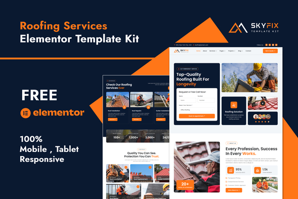 SkyFix - Roofing Services Elementor Template Kit SkyFix - Roofing Services Elementor Template Kit