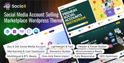 SocioX - Social Media Account Selling Marketplace WordPress Theme