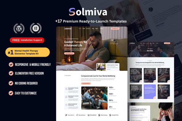 Solmiva — Mental Health Therapy Elementor Template Kit Solmiva — Mental Health Therapy Elementor Template Kit