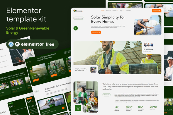Sonare - Solar & Renewable Energy Elementor Template Kits Sonare - Solar & Renewable Energy Elementor Template Kits