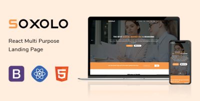 Soxolo - React Multipurpose Landing Page Template
