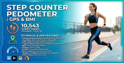 Step Counter - Pedometer, GPS Route, BMI & Charts (Android)