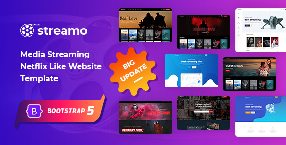 Streamo - Media Streaming Netflix Like Website Template Streamo - Media Streaming Netflix Like Website Template