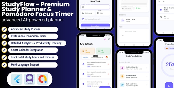 StudyFlow - AI Premium Study Planner & Pomodoro Focus Timer StudyFlow - AI Premium Study Planner & Pomodoro Focus Timer