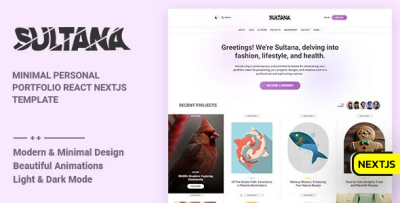 Sultana - Minimal Personal Portfolio React NextJS Template