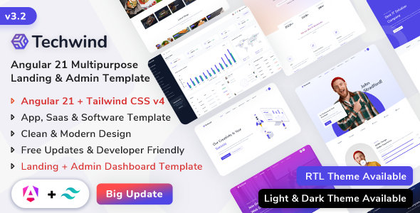 Techwind - Angular 21 Multipurpose App, Saas & Software Landing & Admin Dashboard Template Techwind - Angular 21 Multipurpose App, Saas & Software Landing & Admin Dashboard Template
