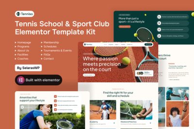 Tenniso - Tennis Schools & Sport Club Elementor Pro Template Kit